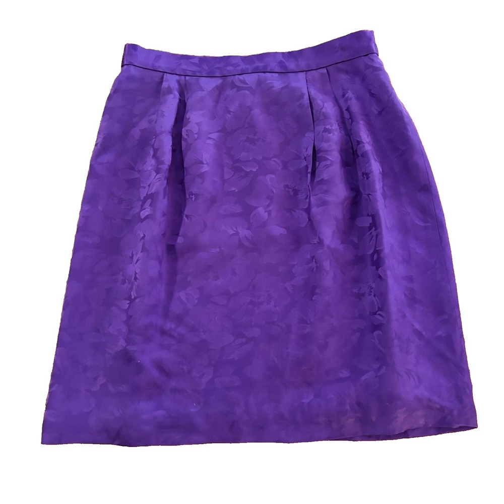 100% Silk Jewel Tone Whimsigoth Skirt Womens 6 Purple Floral Witchy Mystical